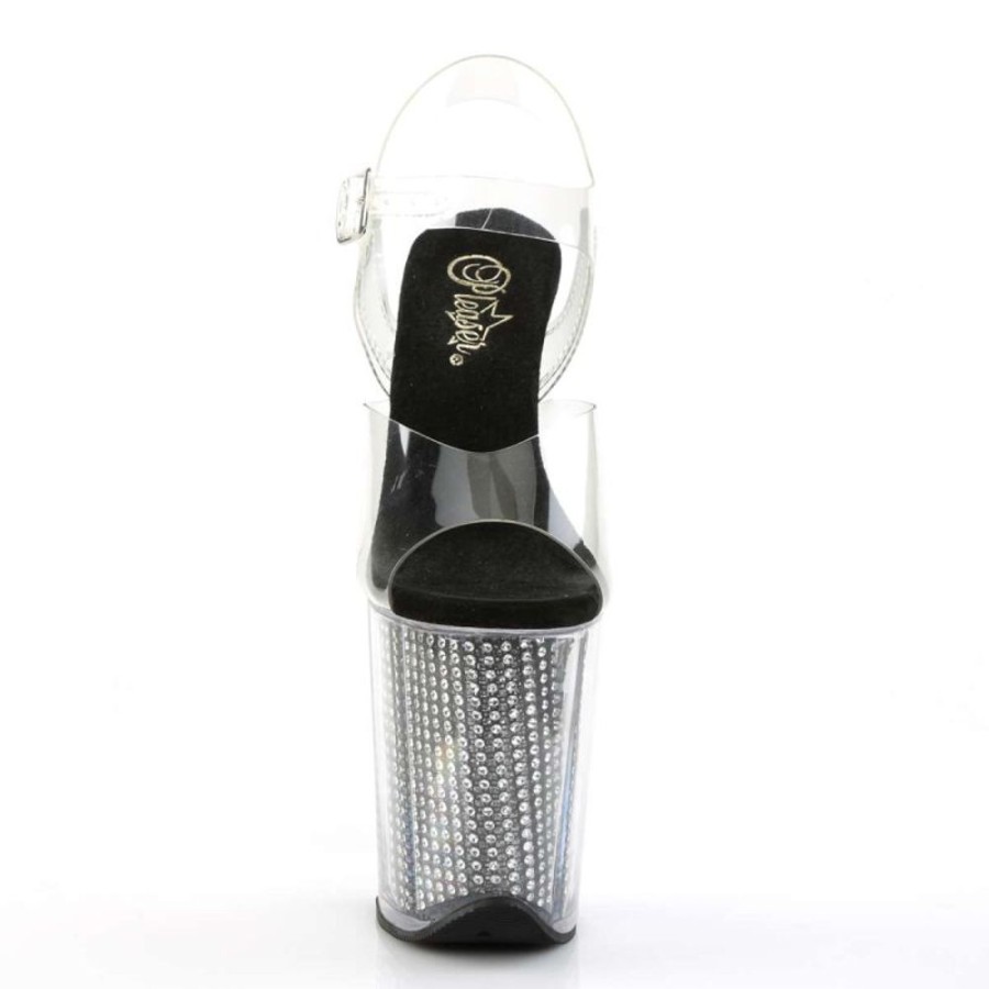 High Heels Pleaser | Pleaser Sandalette Flamingo-808Srs Transparent Silber