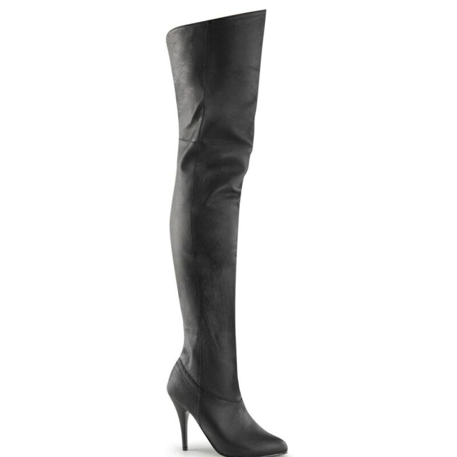 High Heels Pleaser | Pleaser Legend-8868 Overknee Stiefel Leder Schwarz