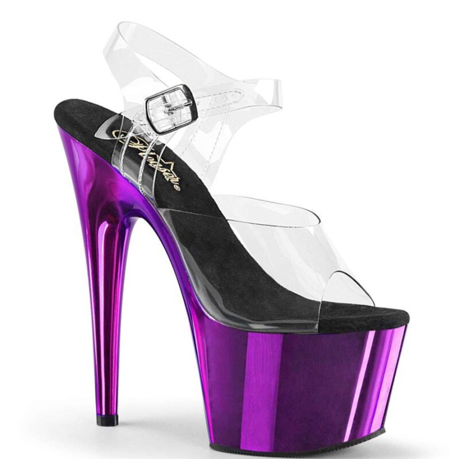 High Heels Pleaser | Pleaser Sandalette Adore-708 Transparent Lila Chrom