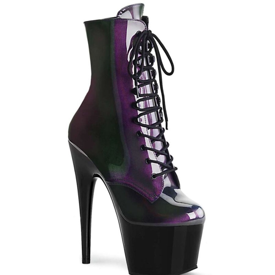 High Heels Pleaser | Pleaser Stiefelette Adore-1020Shg Lila-Dunkelgrun