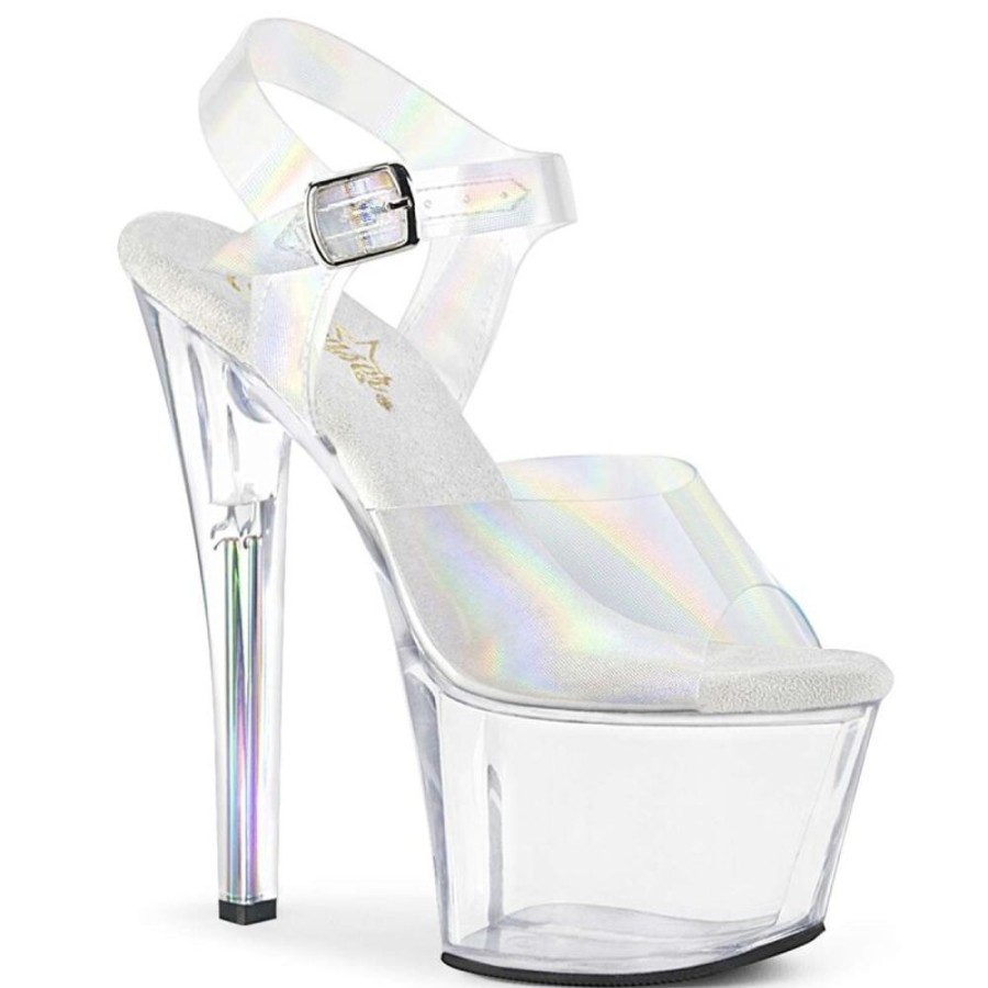 High Heels Pleaser | Pleaser Sandalette Sky-308N-Rbh Transparent Hologram