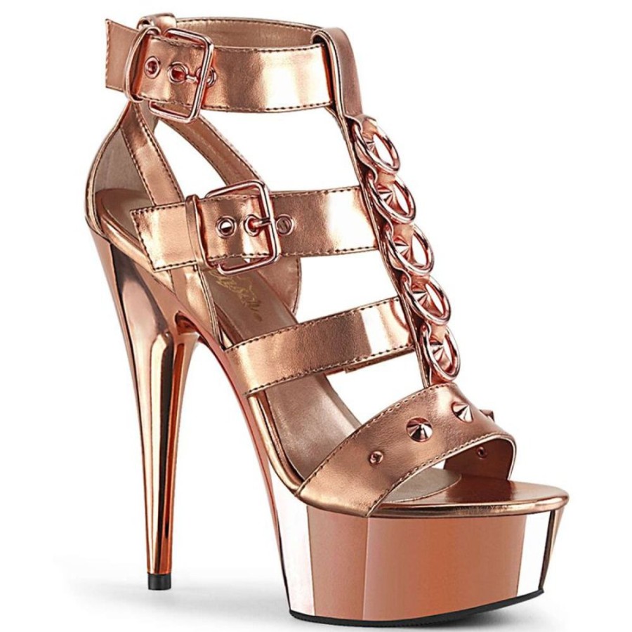 High Heels Pleaser | Pleaser Sandalette Delight-658 Rose-Gold Metallic Chrom Glitter