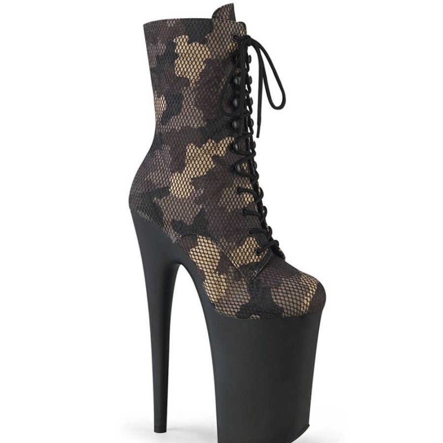 High Heels Pleaser | Pleaser Infinity-1020Cm Plateau Stiefeletten Camouflage Braun