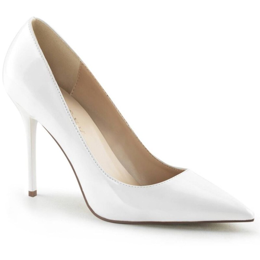 High Heels Pleaser | Pleaser Classique-20 Pumps Lack Weis