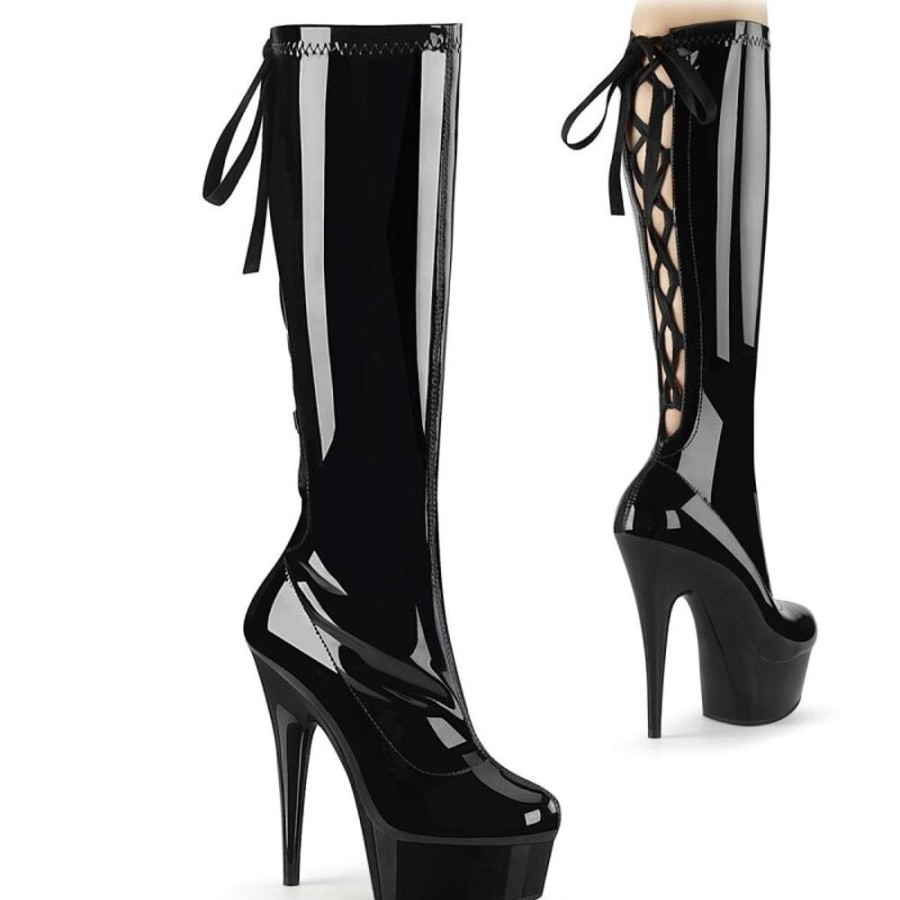 High Heels Pleaser | Pleaser Stiefel Delight-2029 Schwarz