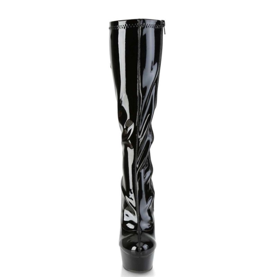 High Heels Pleaser | Pleaser Stiefel Delight-2029 Schwarz