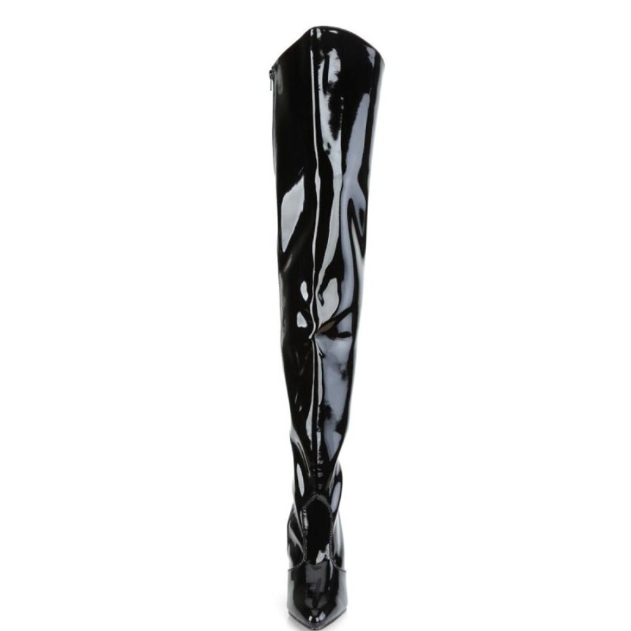 High Heels Pleaser | Pleaser Vanity-3010 Overknee Stiefel Lack Schwarz