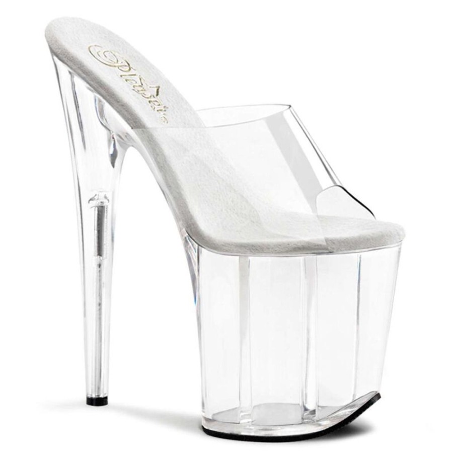 High Heels Pleaser | Pleaser Pantolette Flamingo-801 Transparent Silber