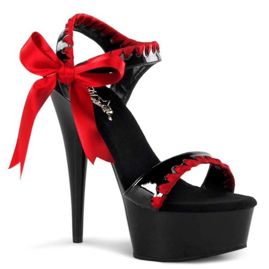 High Heels Pleaser | Pleaser Sandalette Delight-615 Schwarz Rot