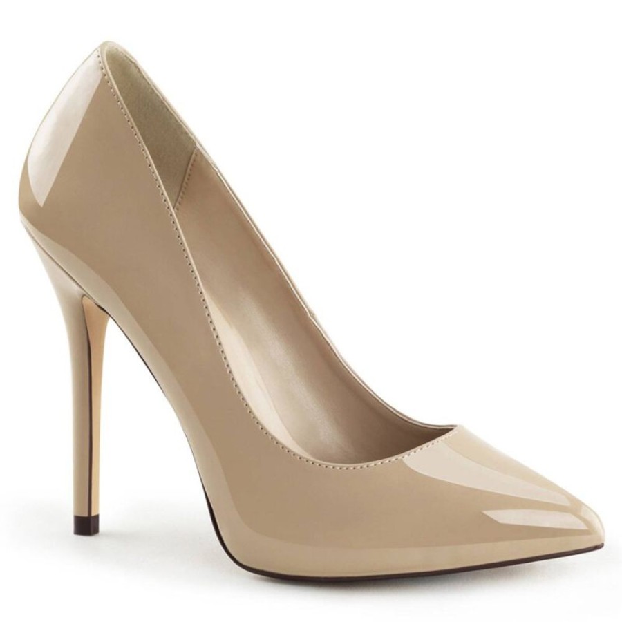 High Heels Pleaser | Pleaser Amuse-20 Pumps Lack Beige