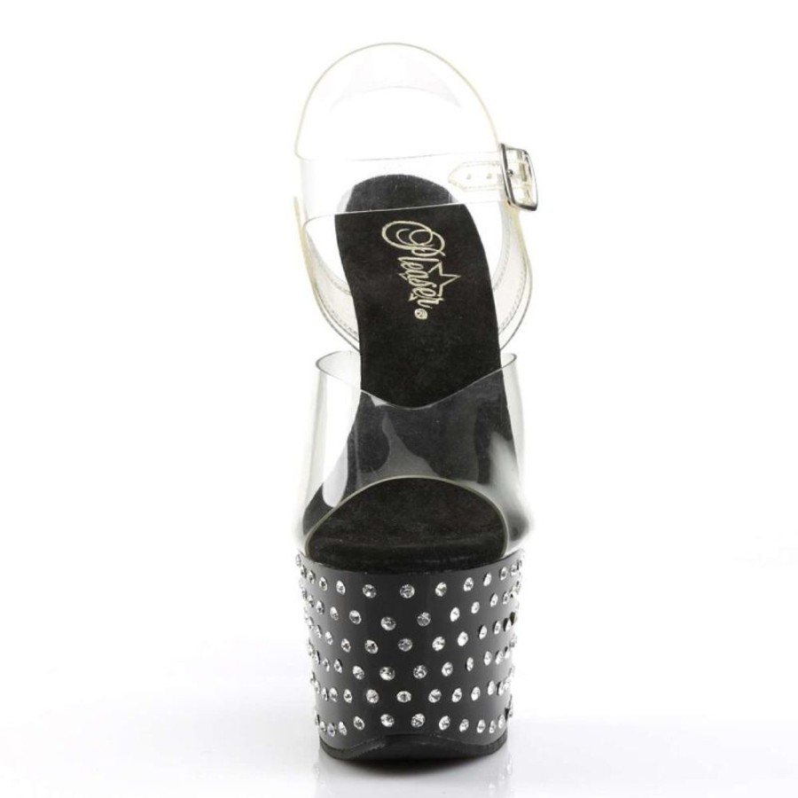 High Heels Pleaser | Pleaser Sandalette Stardust-708 Transparent Schwarz