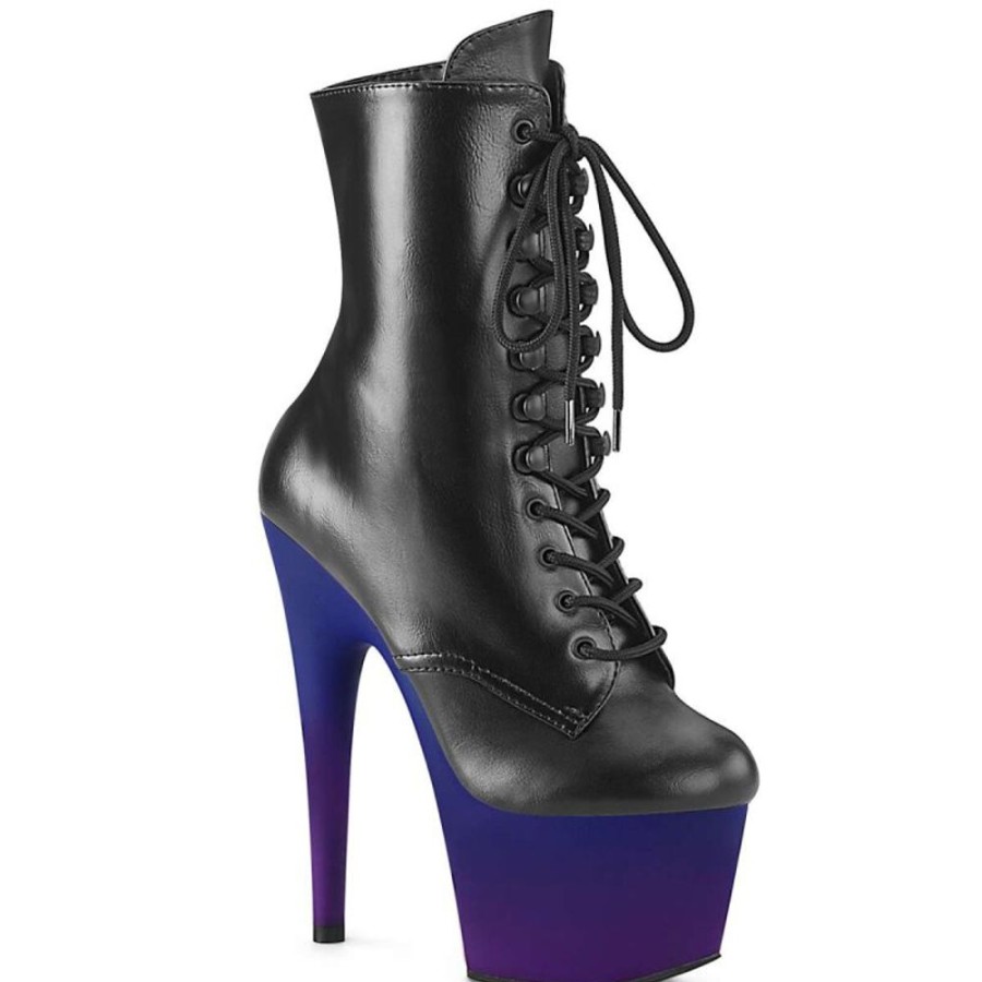 High Heels Pleaser | Pleaser Stiefelette Adore-1020Bp Schwarz Blau-Lila