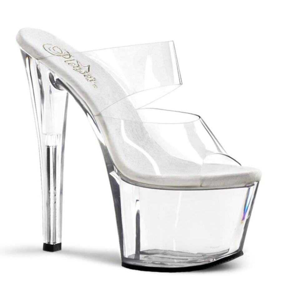 High Heels Pleaser | Pleaser Pantolette Sky-302 Transparent Silber