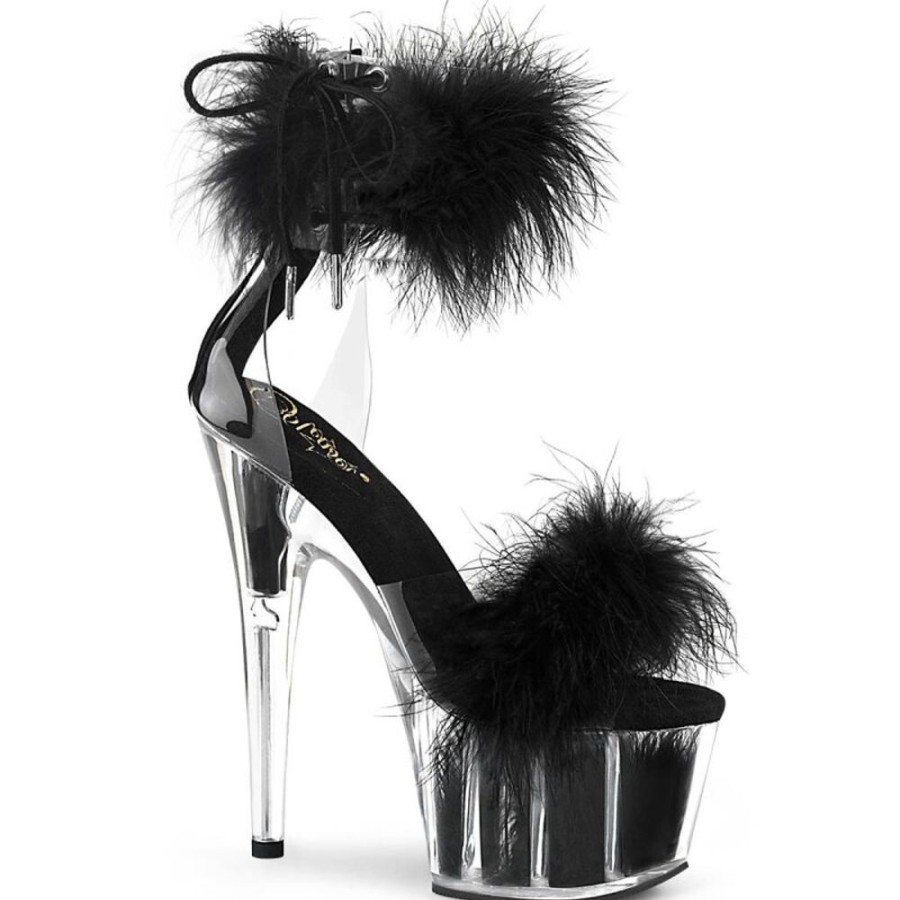 High Heels Pleaser | Pleaser Adore-724F Plateau Sandaletten Transparent Schwarz