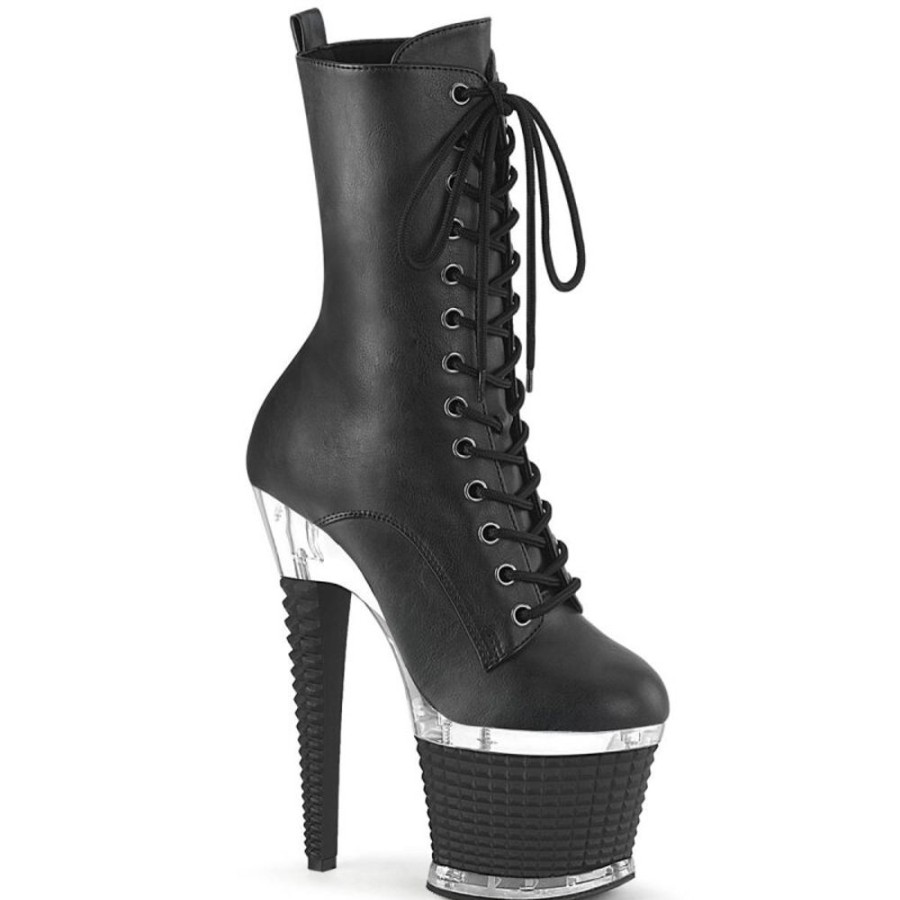 High Heels Pleaser | Pleaser Spectator-1040 Plateau Stiefeletten Kunstleder Schwarz