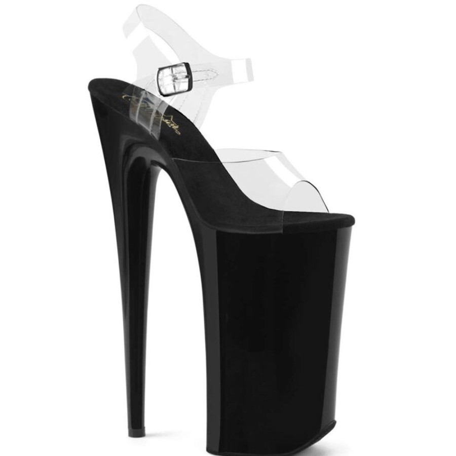 High Heels Pleaser | Pleaser Sandalette Beyond-008 Transparent Schwarz