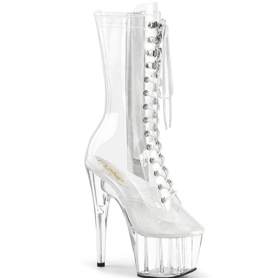 High Heels Pleaser | Pleaser Adore-1050C Plateau Stiefeletten Transparent