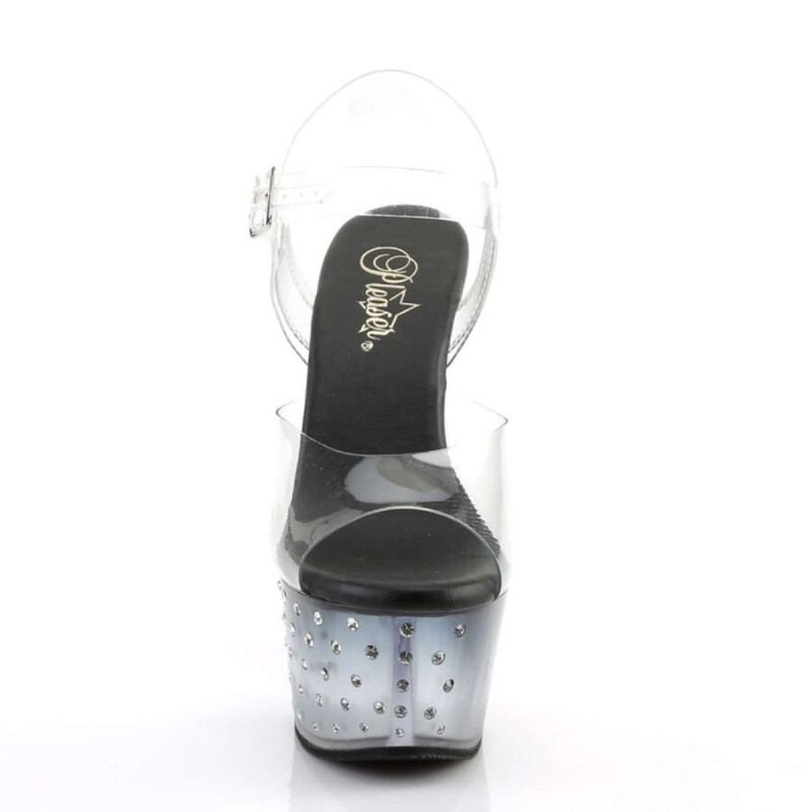 High Heels Pleaser | Pleaser Sandalette Aspire-608Std Transparent Schwarz