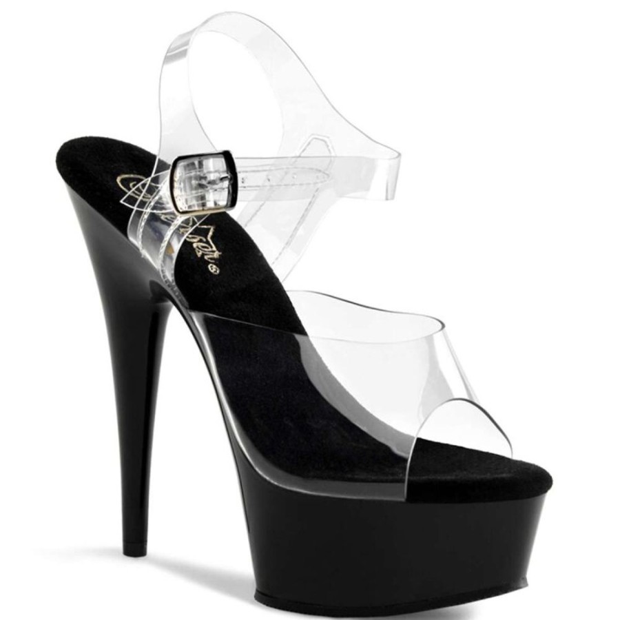 High Heels Pleaser | Pleaser Sandalette Delight-608 Transparent Schwarz