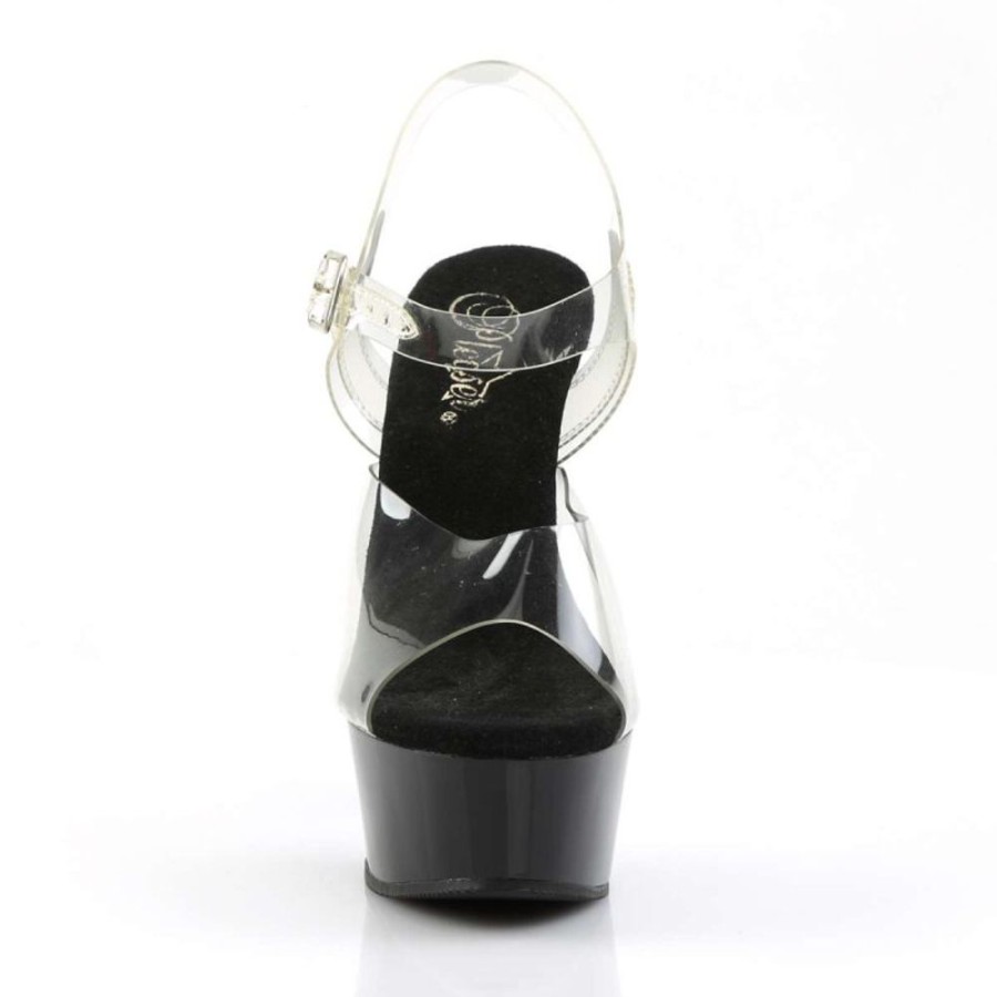 High Heels Pleaser | Pleaser Sandalette Delight-608 Transparent Schwarz