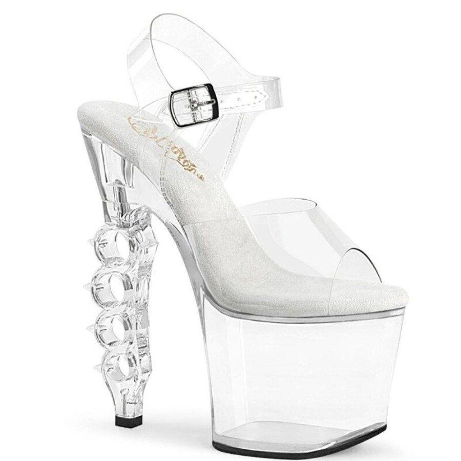 High Heels Pleaser | Pleaser Irongrip-708 Plateau Sandaletten Transparent