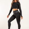 Pole Dance Kleidung AMBR Designs | Ambr Designs Crop Top Long Sleeve Essentials Dunkelgrau