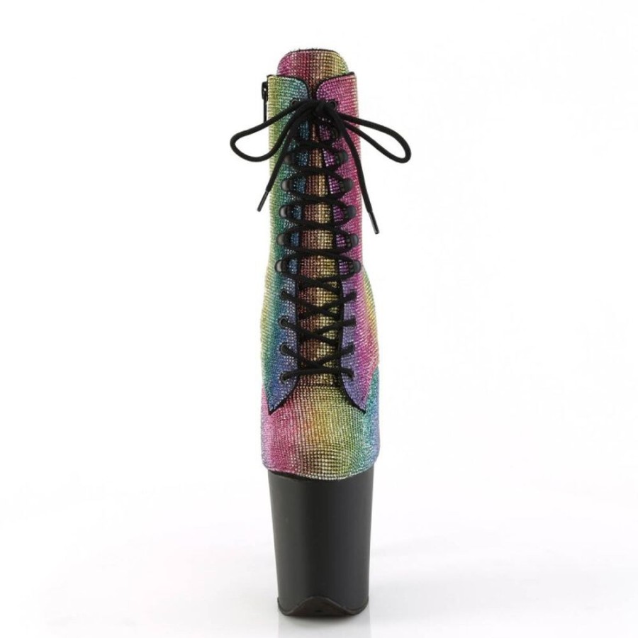 High Heels Pleaser | Pleaser Flamingo-1020Rs Plateau Stiefeletten Strass Bunt