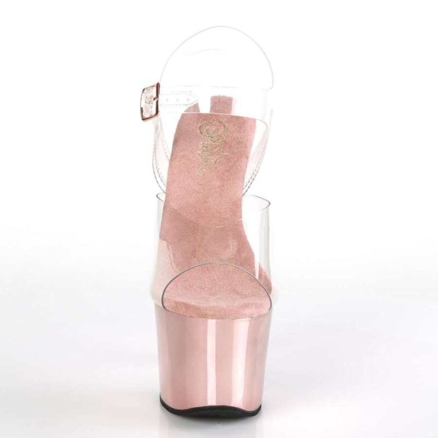 High Heels Pleaser | Pleaser Sandalette Sky-308 Transparent Rose-Gold Chrom