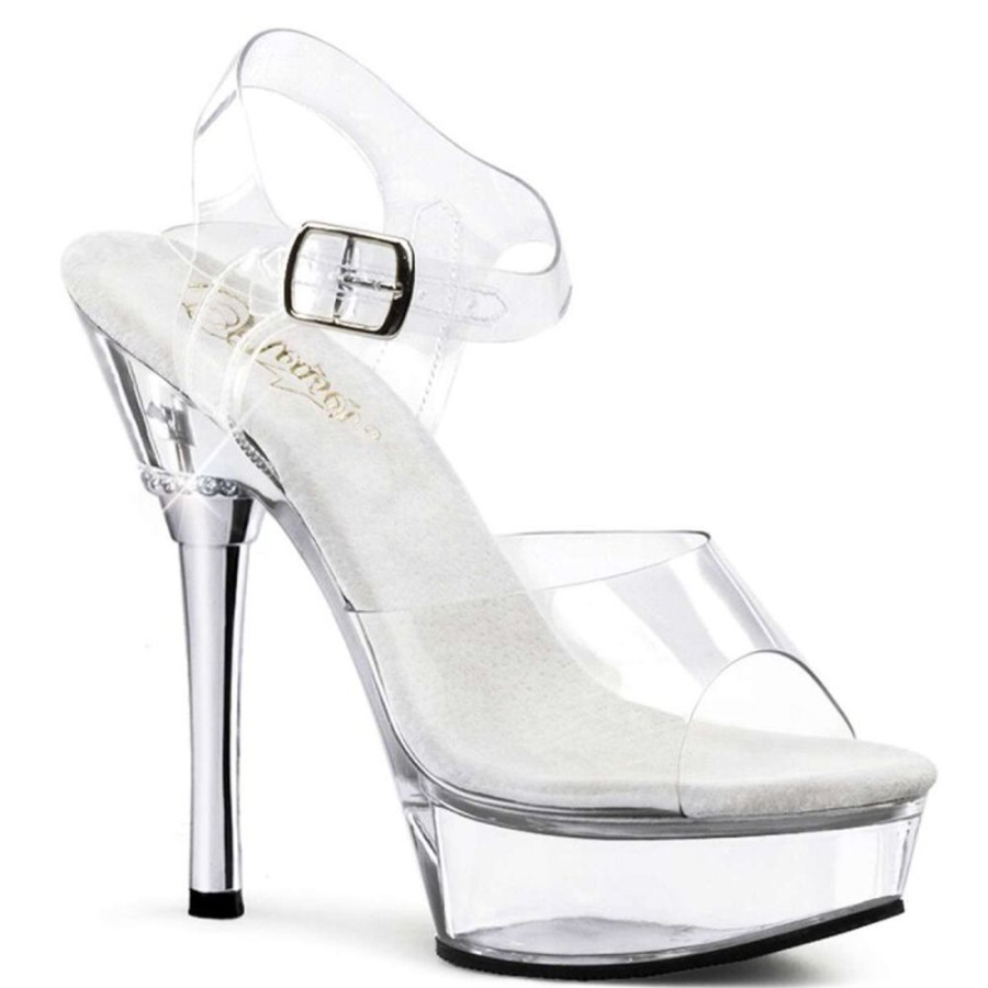 High Heels Pleaser | Pleaser Sandalette Allure-608 Transparent Silber