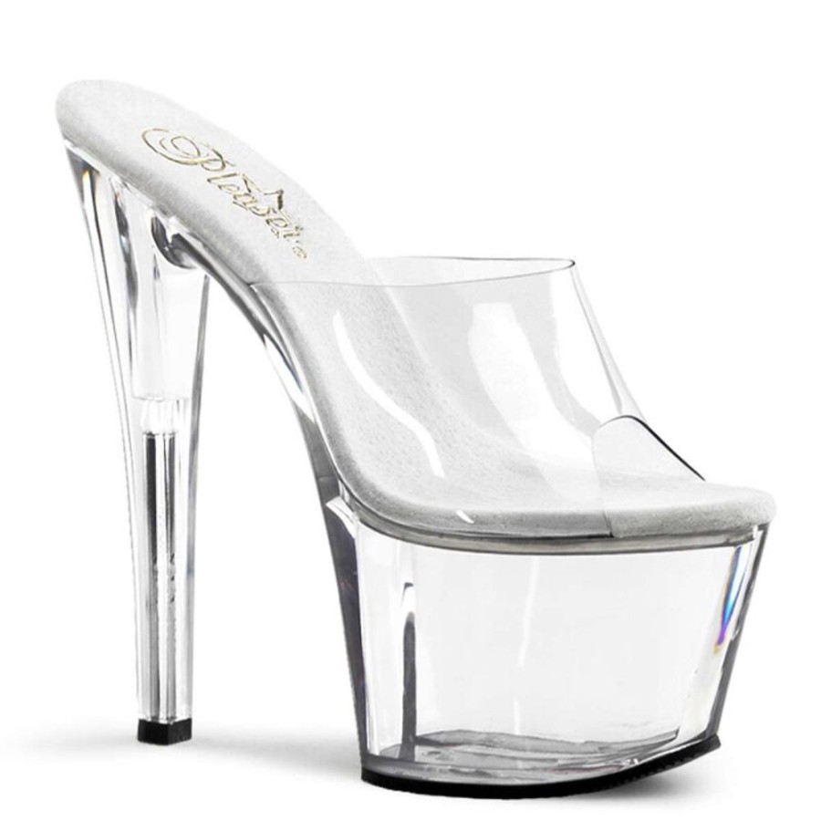 High Heels Pleaser | Pleaser Pantolette Sky-301 Transparent Silber