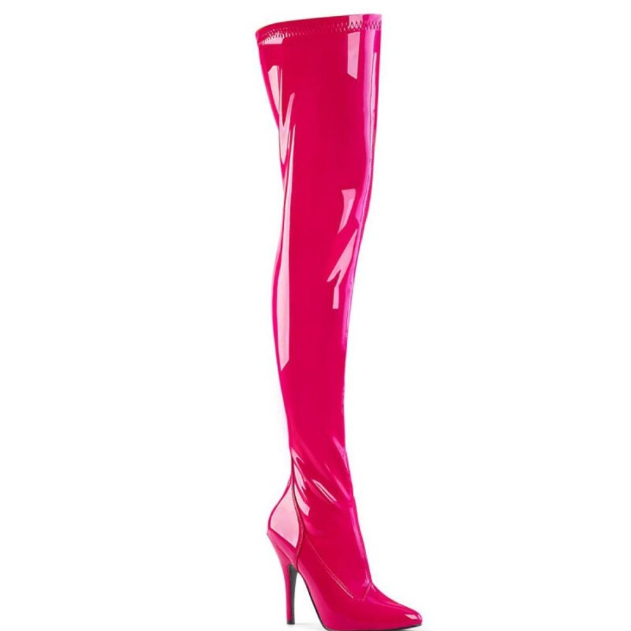 High Heels Pleaser | Pleaser Seduce-3000 Overknee Stiefel Lack Pink