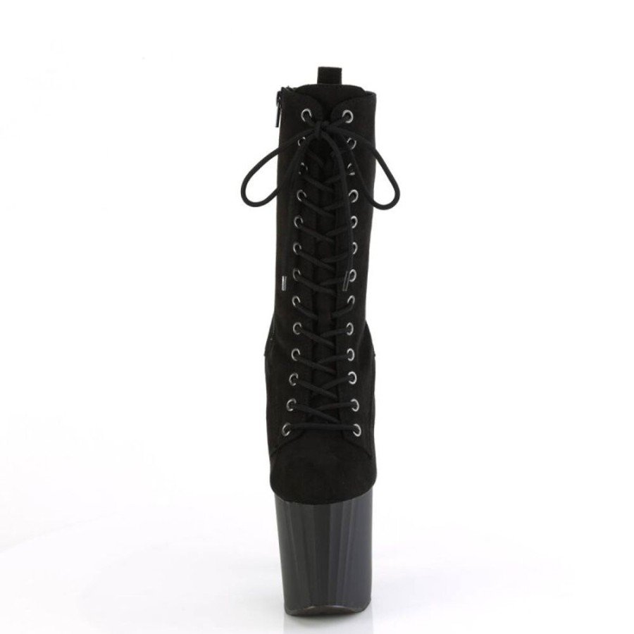 High Heels Pleaser | Pleaser Enchant-1040 Plateau Stiefel Kunstliches Wildleder Schwarz