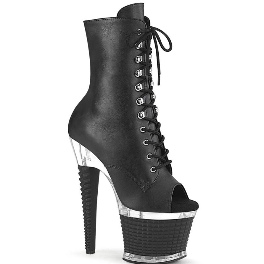 High Heels Pleaser | Pleaser Spectator-1021 Plateau Stiefeletten Kunstleder Schwarz