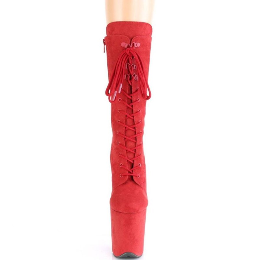 High Heels Pleaser | Pleaser Flamingo-1050Fs Plateau Stiefeletten Kunstliches Wildleder Rot