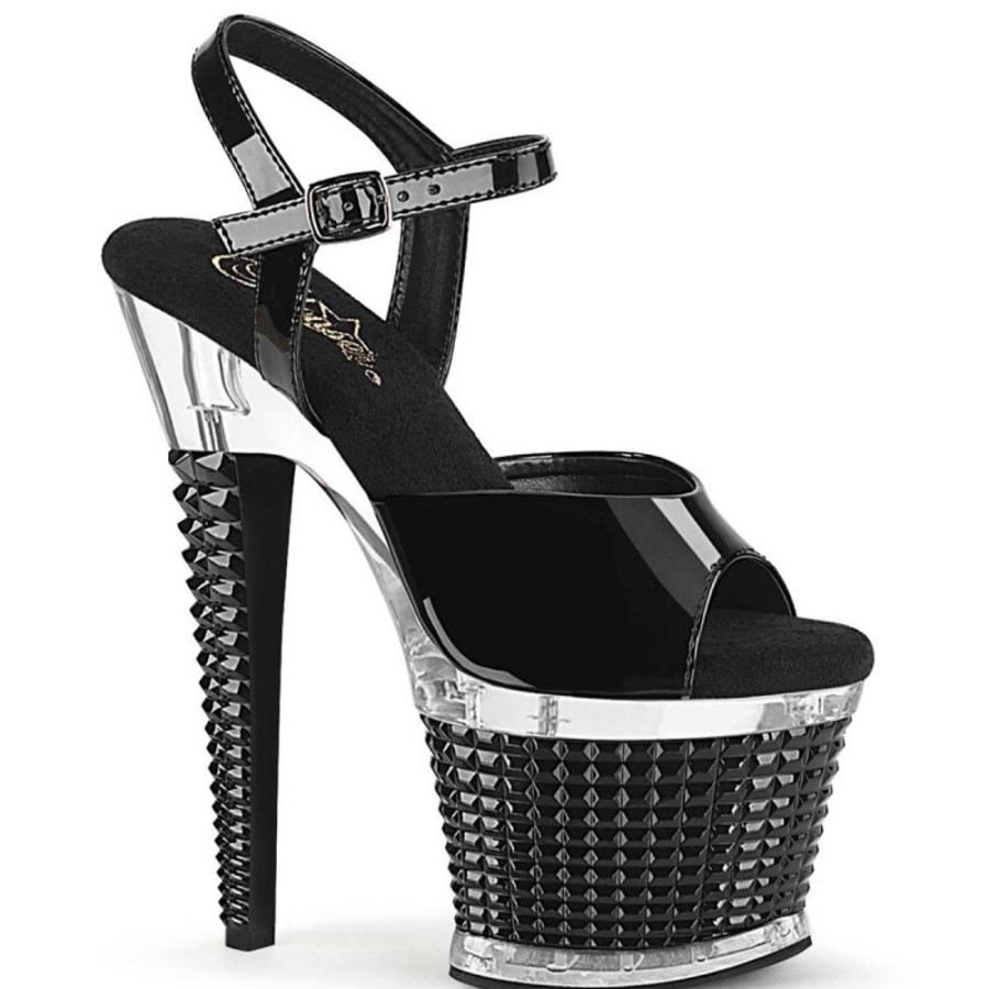 High Heels Pleaser | Pleaser Spectator-709 Plateau Sandaletten Lack Schwarz