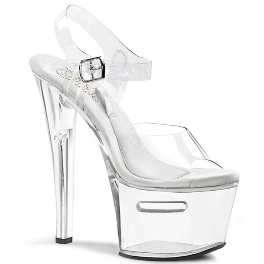 High Heels Pleaser | Pleaser Sandalette Tipjar-708-2 Transparent Silber