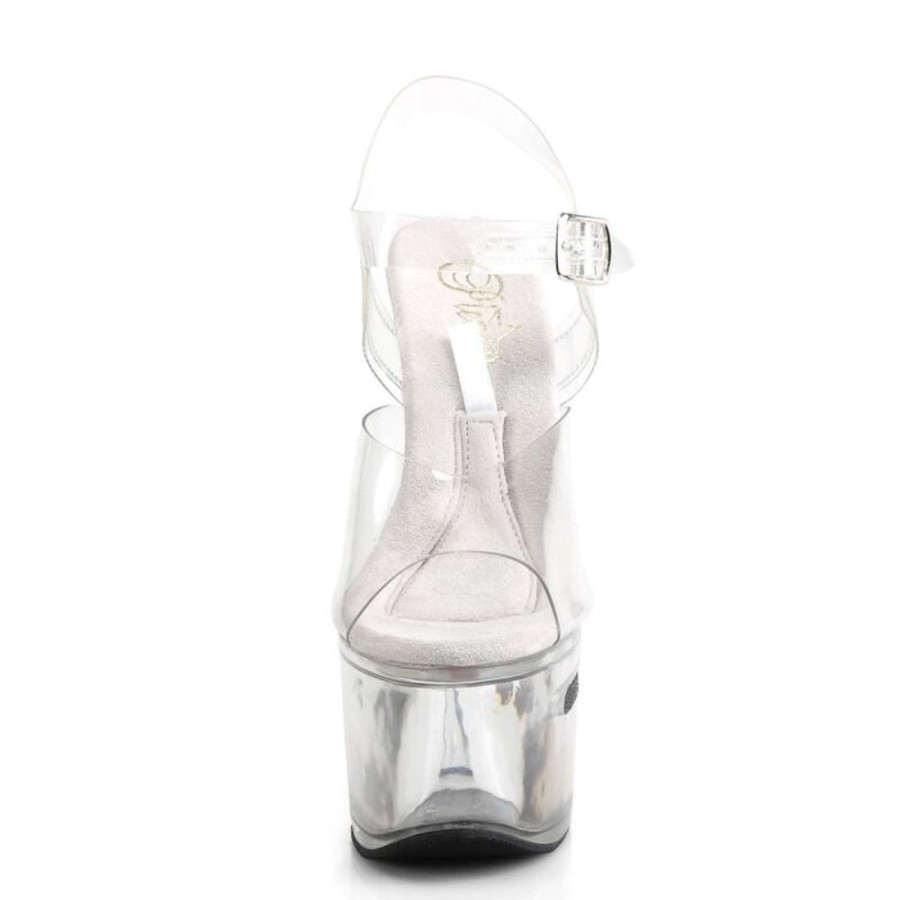 High Heels Pleaser | Pleaser Sandalette Tipjar-708-2 Transparent Silber