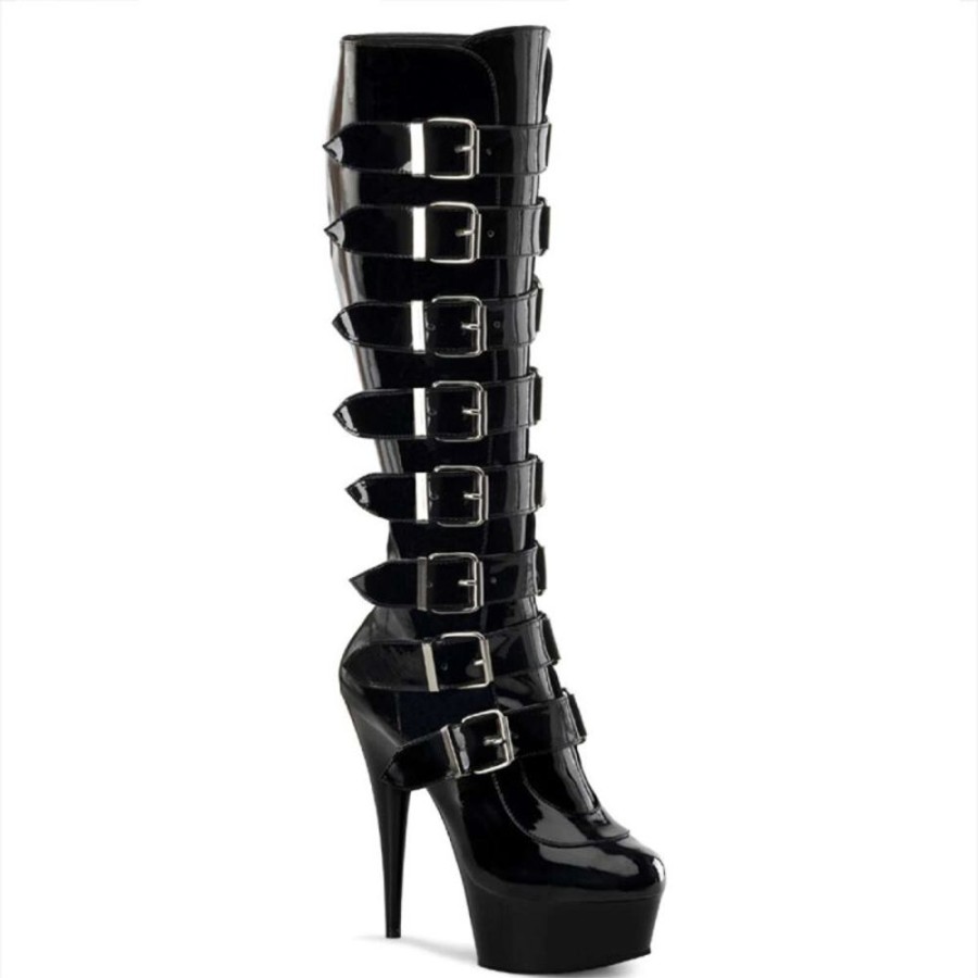 High Heels Pleaser | Pleaser Stiefel Delight-2049 Schwarz