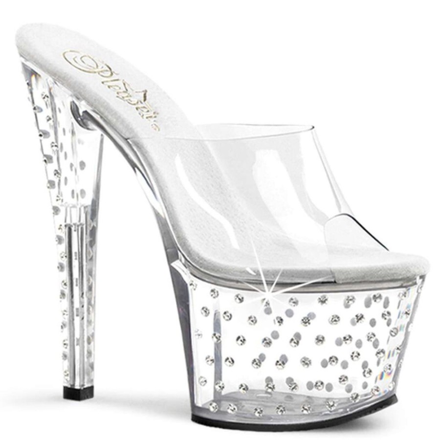 High Heels Pleaser | Pleaser Pantolette Stardust-701 Transparent Silber