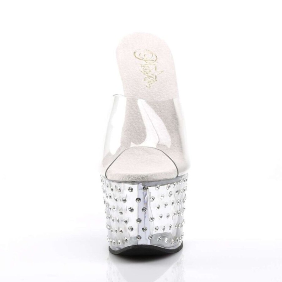 High Heels Pleaser | Pleaser Pantolette Stardust-701 Transparent Silber