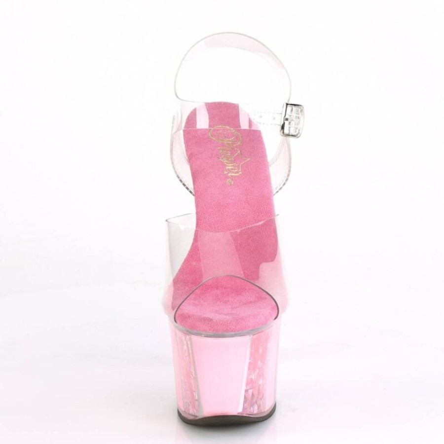 High Heels Pleaser | Pleaser Sky-308Of Plateau Pantoletten Transparent Rosa