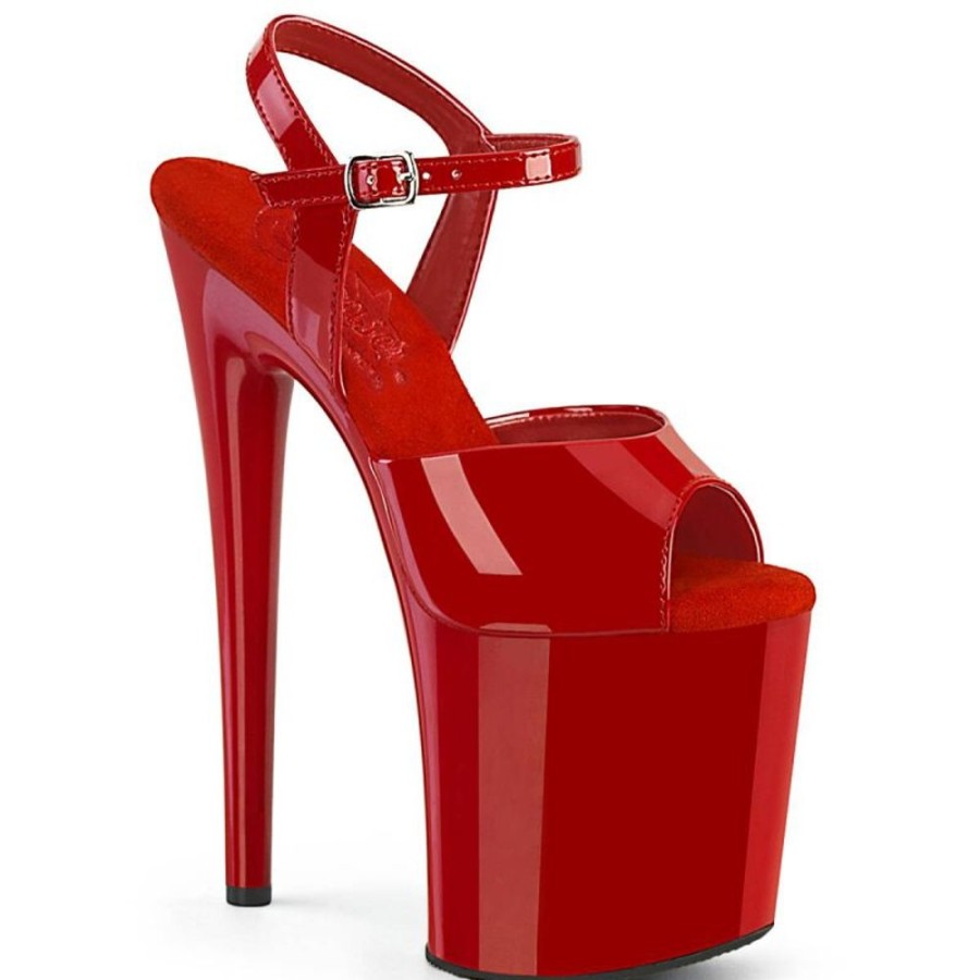 High Heels Pleaser | Pleaser Naughty-809 Plateau Sandaletten Lack Rot