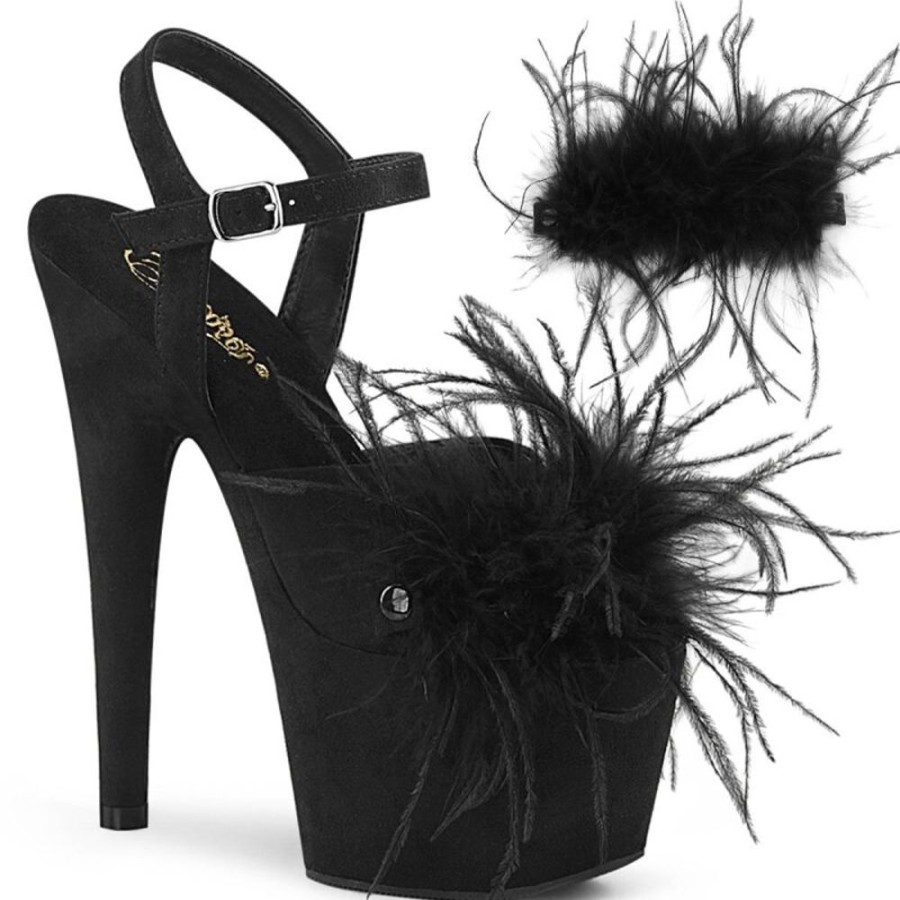 High Heels Pleaser | Pleaser Adore-709F Plateau Sandaletten Kunstliches Wildleder Schwarz