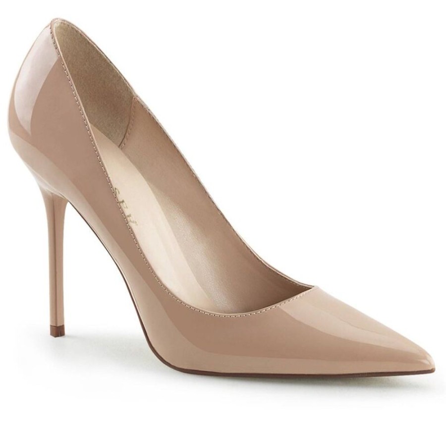 High Heels Pleaser | Pleaser Classique-20 Pumps Lack Beige