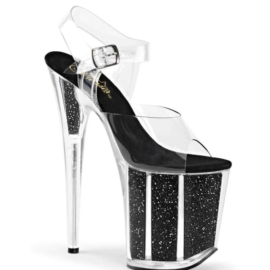 High Heels Pleaser | Pleaser Sandalette Flamingo-808G Transparent Schwarz