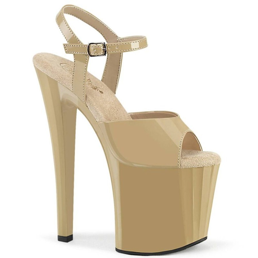 High Heels Pleaser | Pleaser Enchant-709 Plateau Sandaletten Lack Beige