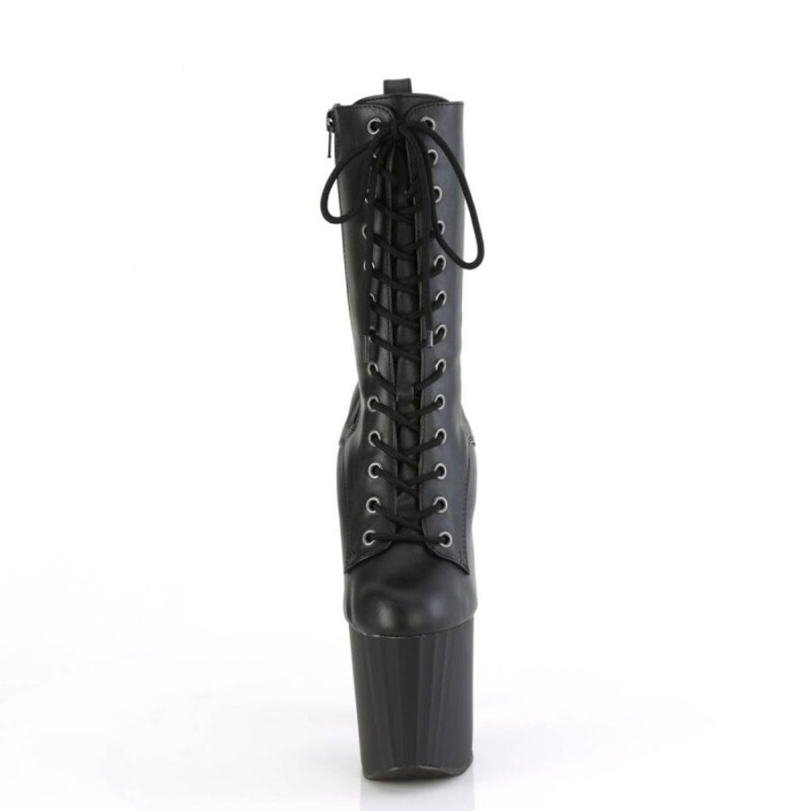 High Heels Pleaser | Pleaser Enchant-1040 Plateau Stiefel Kunstleder Schwarz