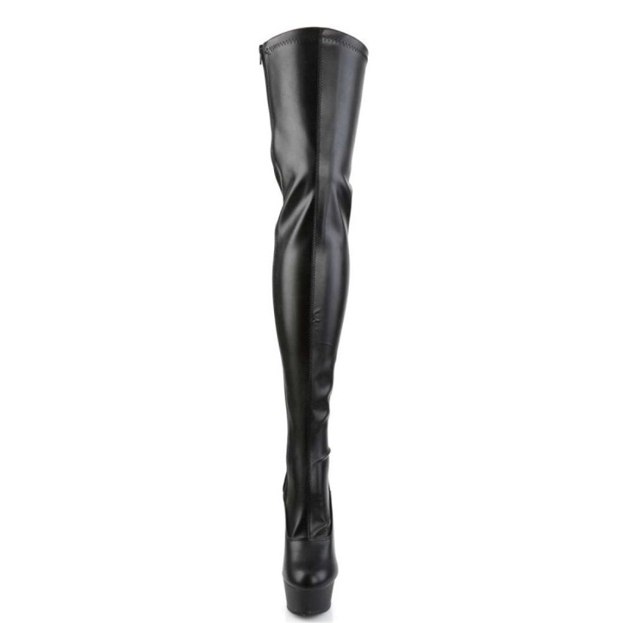 High Heels Pleaser | Pleaser Overknee Stiefel Delight-3063 Schwarz