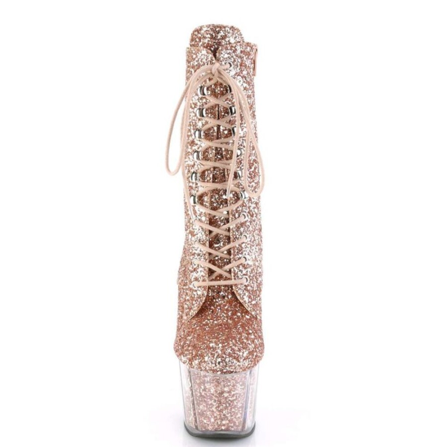 High Heels Pleaser | Pleaser Stiefelette Adore-1020G Rose-Gold Glitter