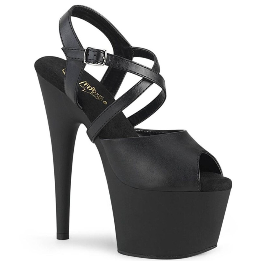 High Heels Pleaser | Pleaser Adore-724 Plateau Sandaletten Kunstleder Schwarz